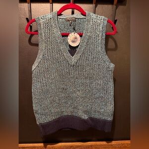 rag & bone V-Neck Sweater Vest in Blue and Gray